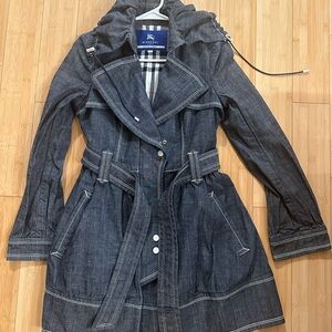 Burberry Dark Blue Denim Trench Coat